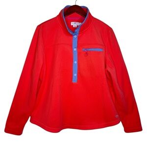 VINEYARD VINES Snap Neck Fleece Pullover Top Size XL in Bright Coral